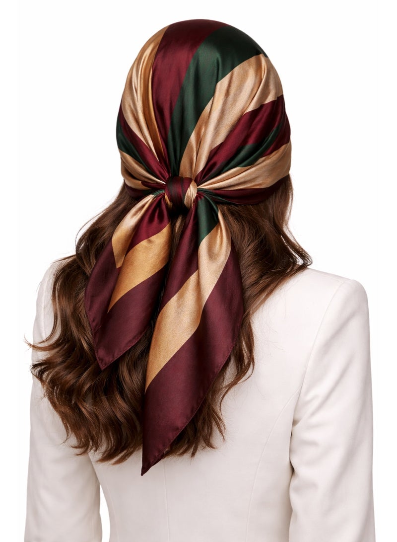 TaimAs Women’s Printed Satin Scarf 90x90 cm – Elegant Square Shawl for Hijab, Neck & Fashion Styling - Image 1